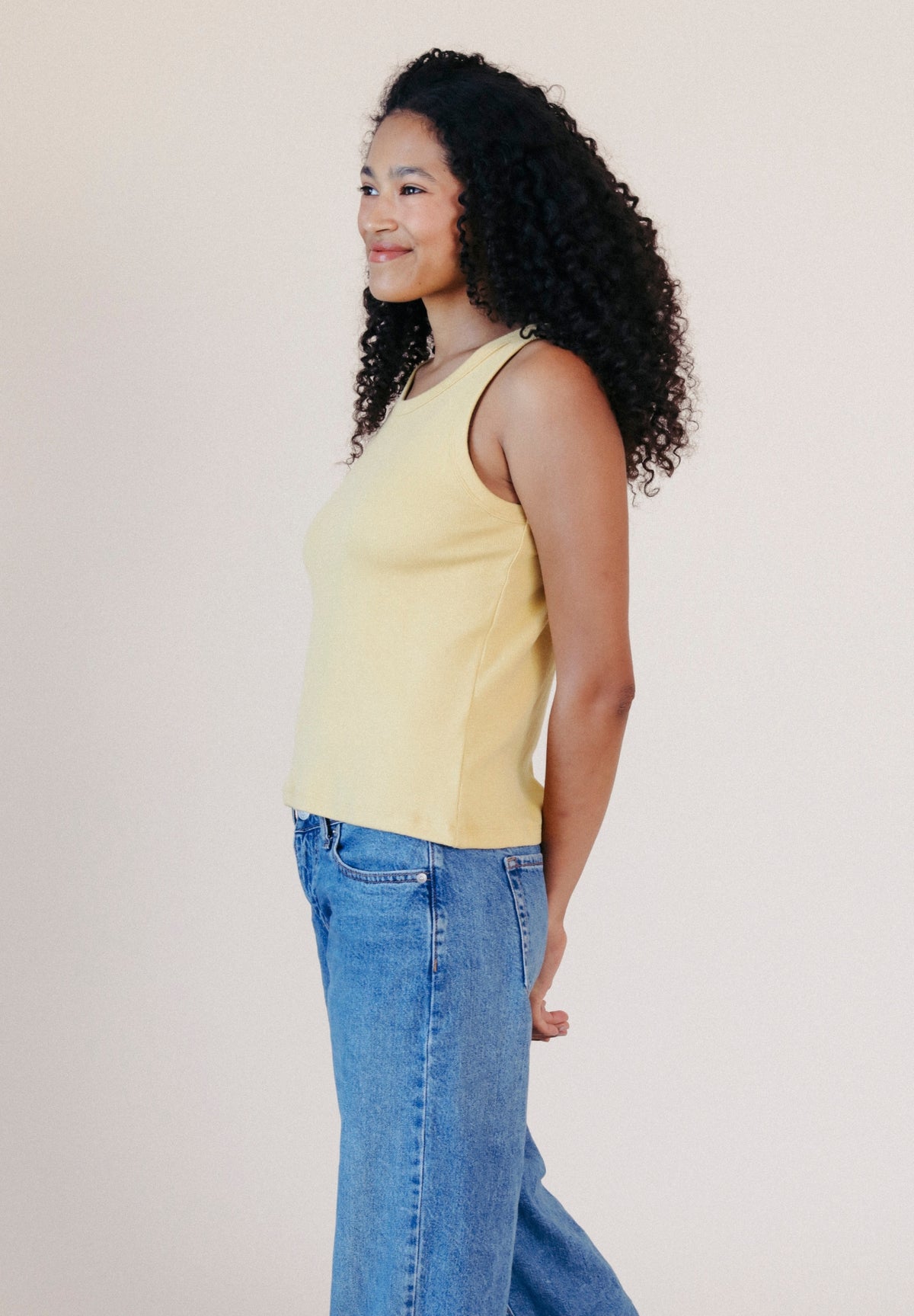 Butter Yellow Organic Cotton Women's Ribbed Tank Top made in the USA