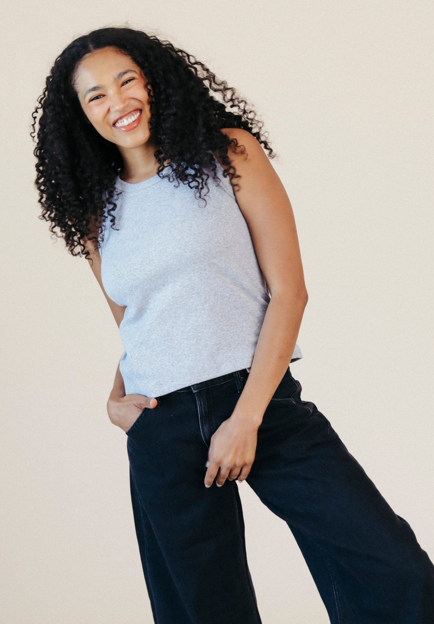 Heather Gray Organic Cotton Women's Ribbed Tank Top made in the USA