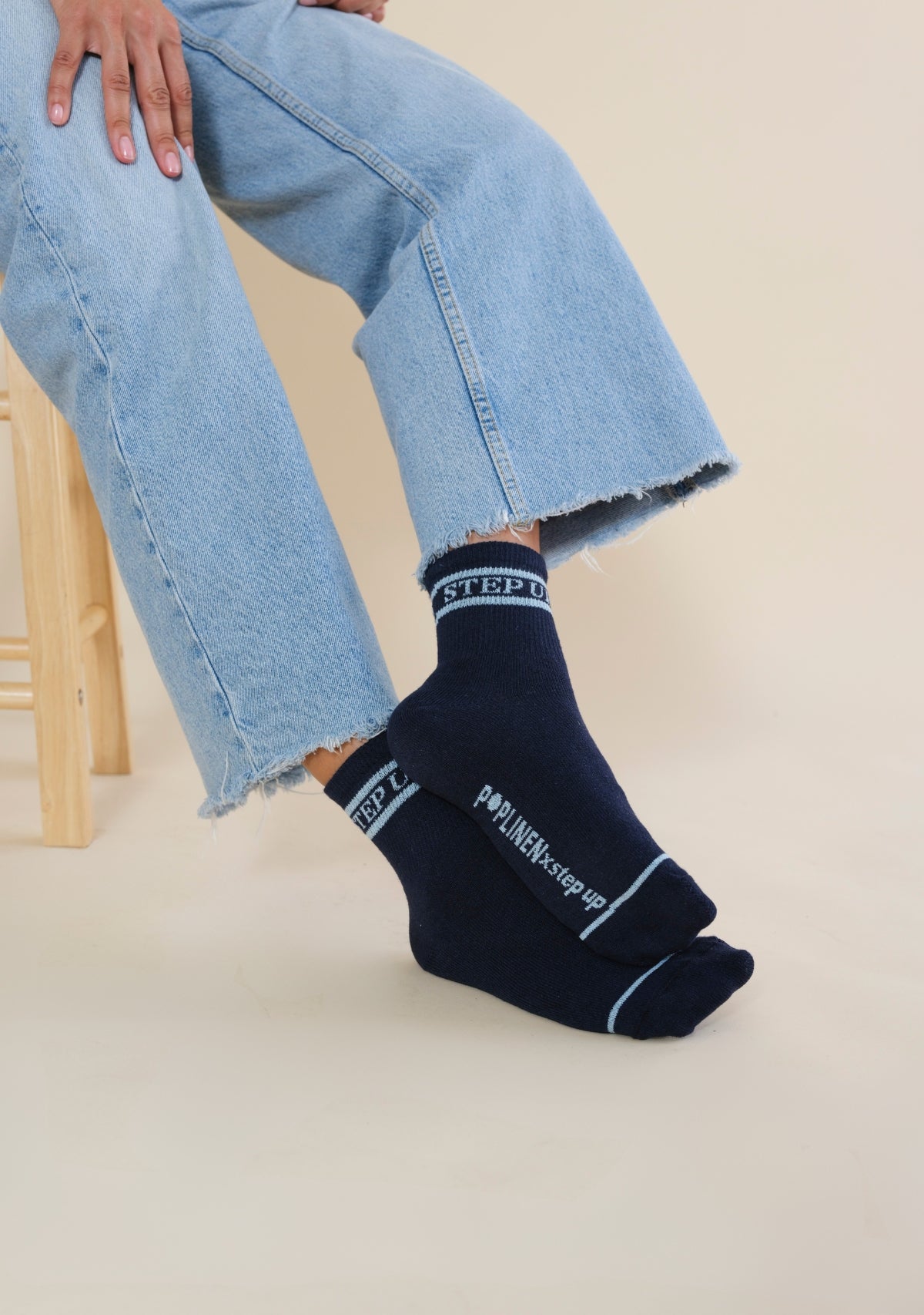 Step Up Stripe Socks - Navy + Light Blue