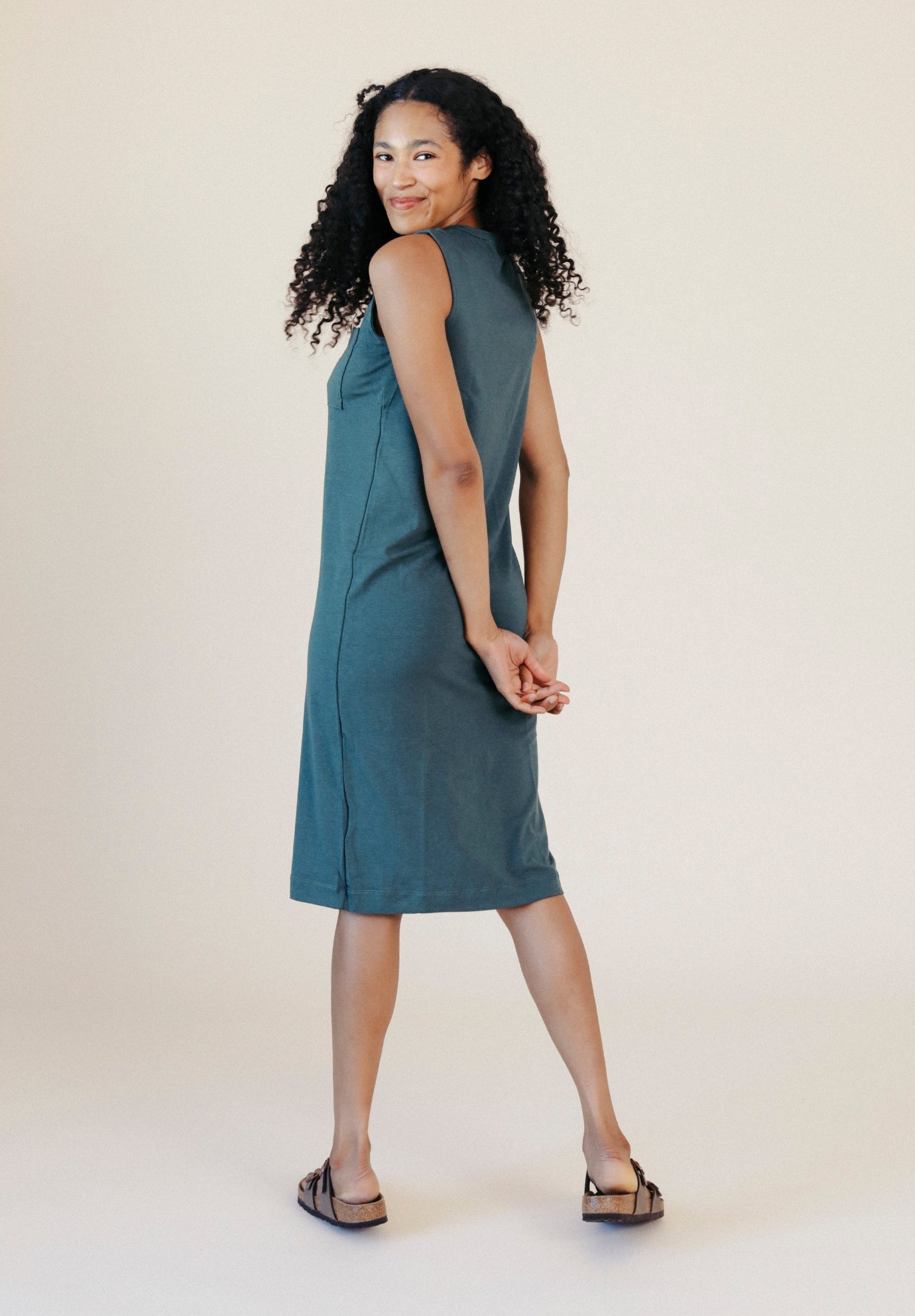 Tank Dress made from TENCEL™ and Organic Cotton Jersey sizes XS-3X color pine green