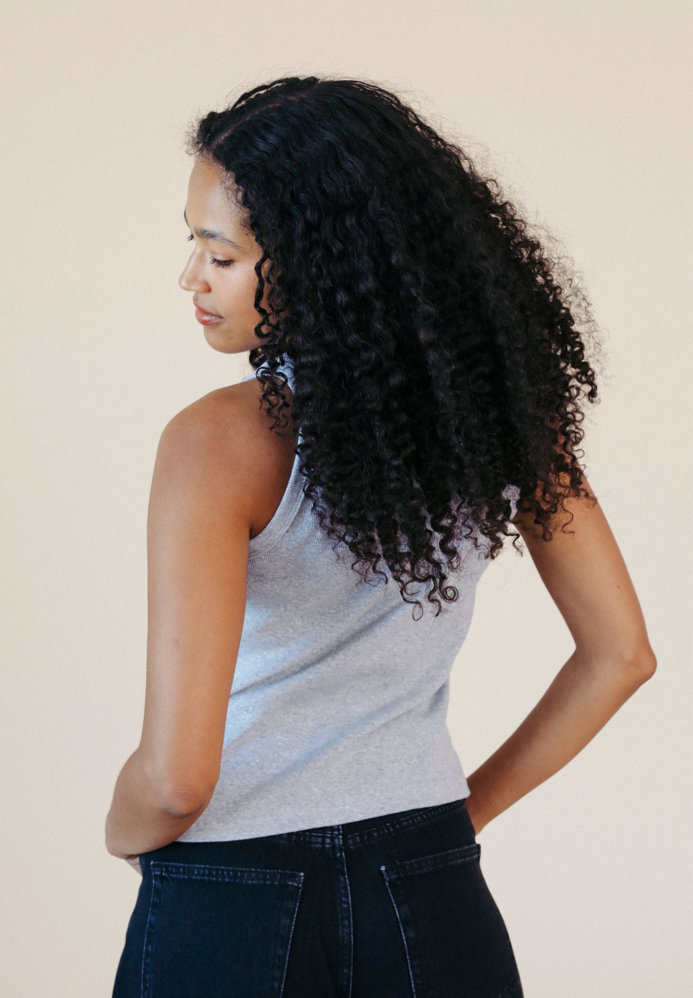 Heather Gray Organic Cotton Women's Ribbed Tank Top made in the USA