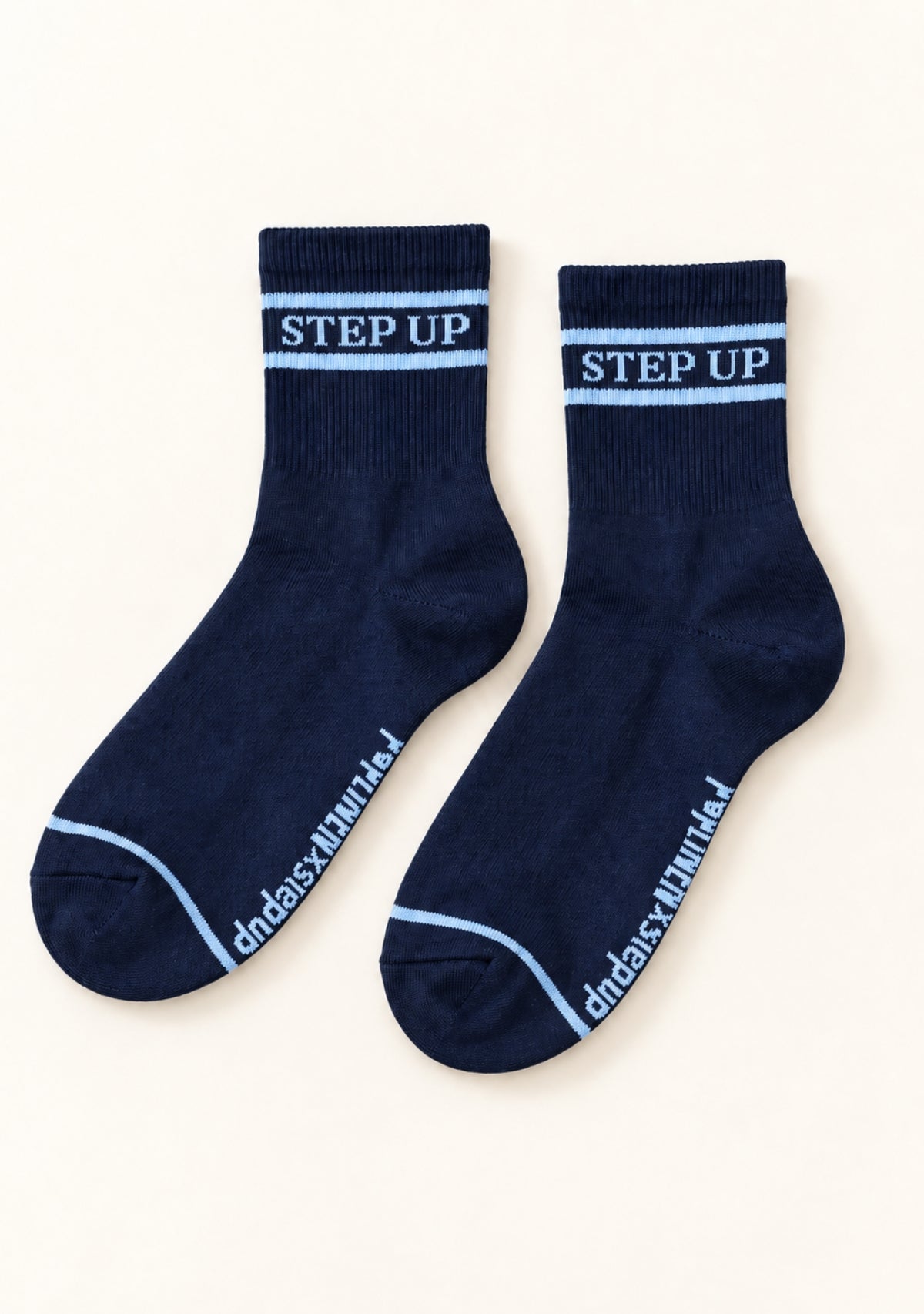 Step Up Stripe Socks - Navy + Light Blue