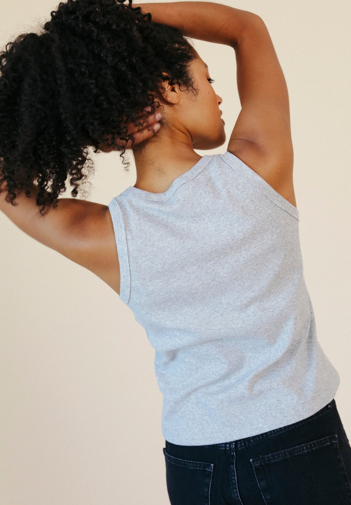 Heather Gray Organic Cotton Women's Ribbed Tank Top made in the USA