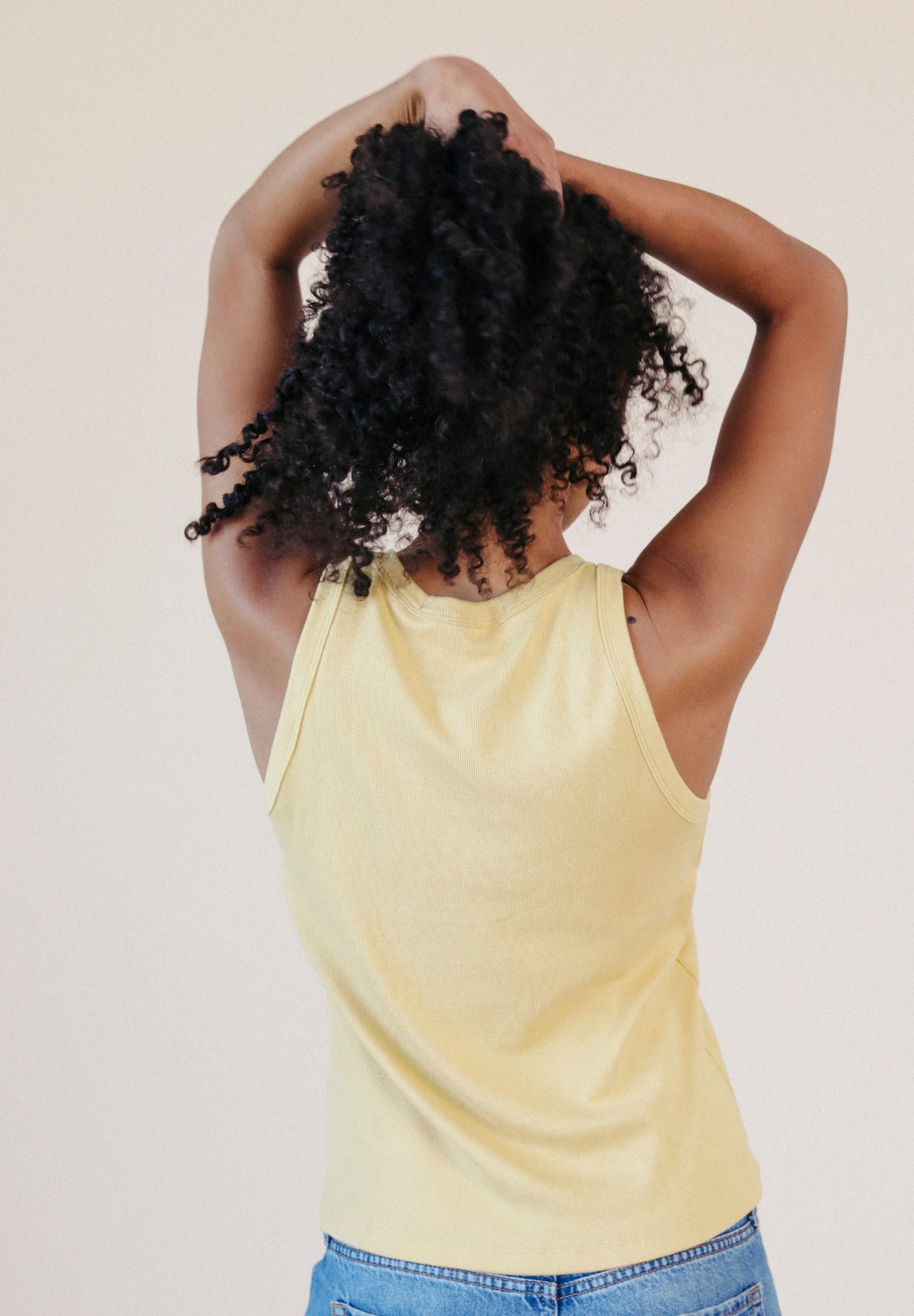 Butter Yellow Organic Cotton Women's Ribbed Tank Top made in the USA