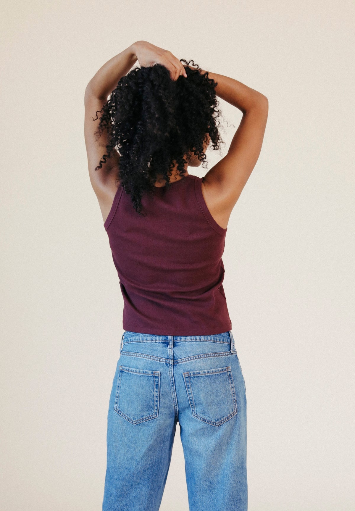 Women's Ribbed Organic Cotton Tank Top Maroon made in the USA