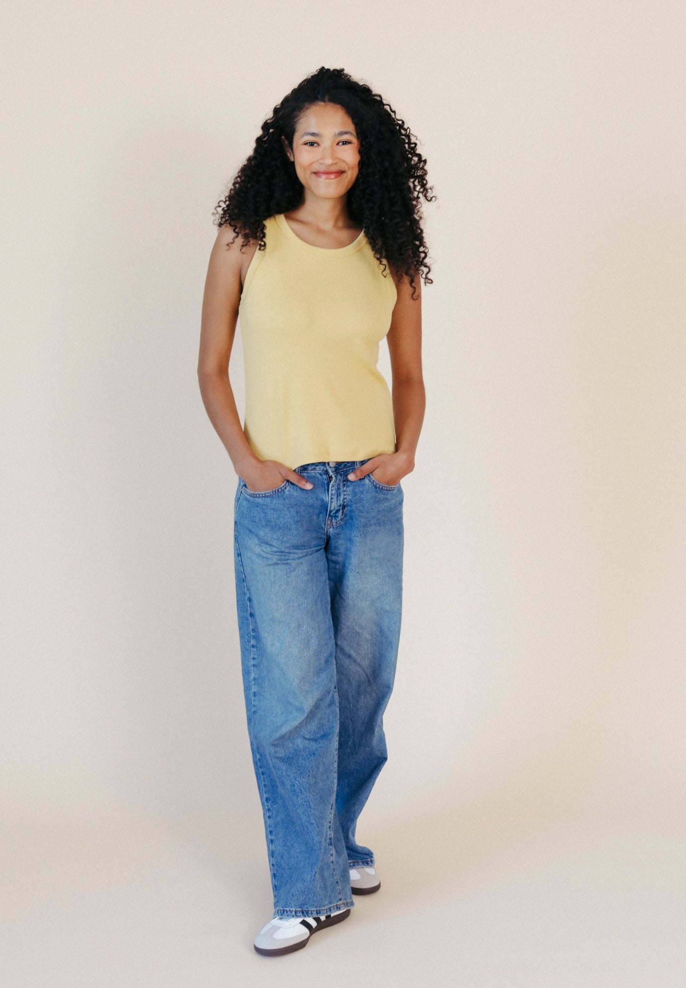 Butter Yellow Organic Cotton Women's Ribbed Tank Top made in the USA
