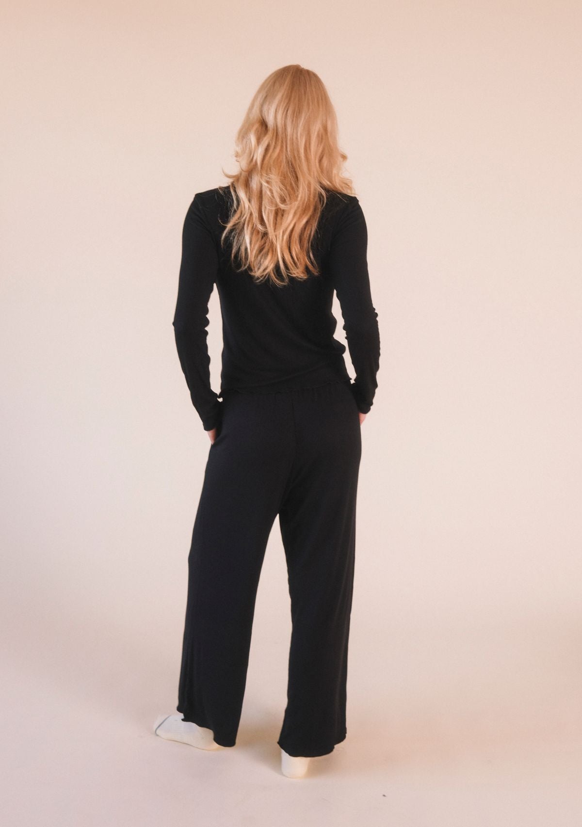 Ultra-silky black ribbed modal lounge pant women size XS-3X