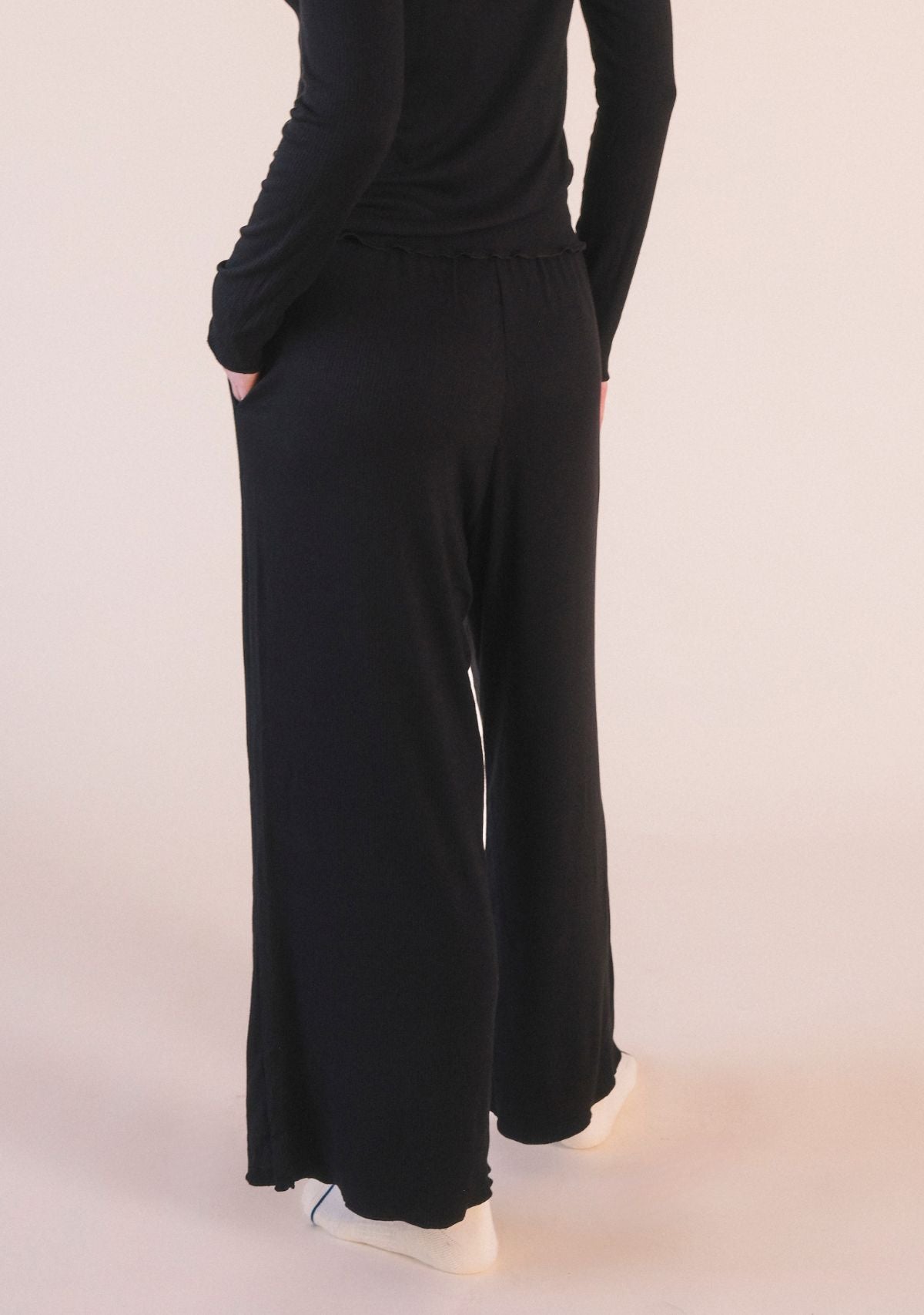 Ultra-silky black ribbed modal lounge pant women size XS-3X