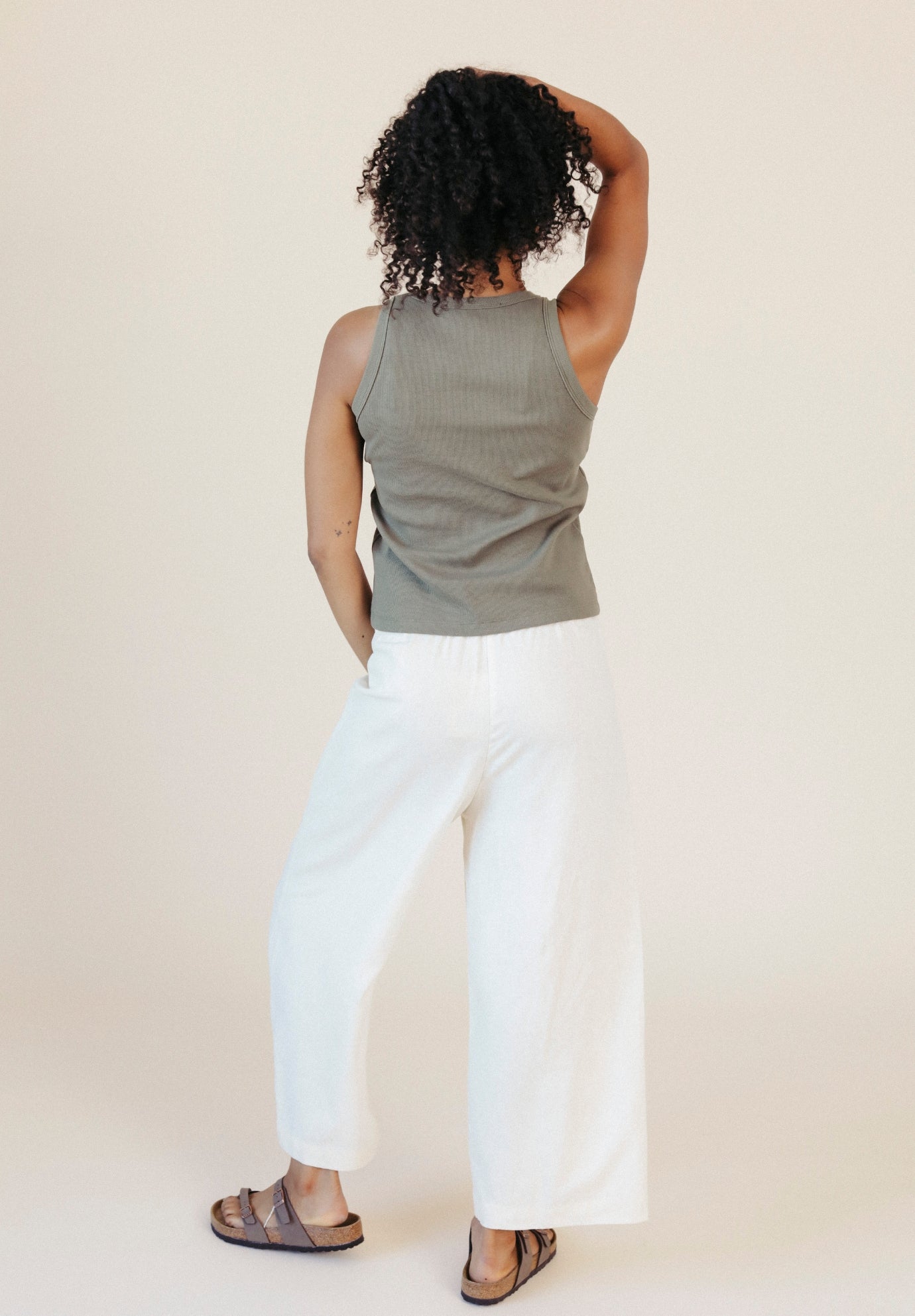 Sage Green Organic Cotton Women's Ribbed Tank Top made in the USA