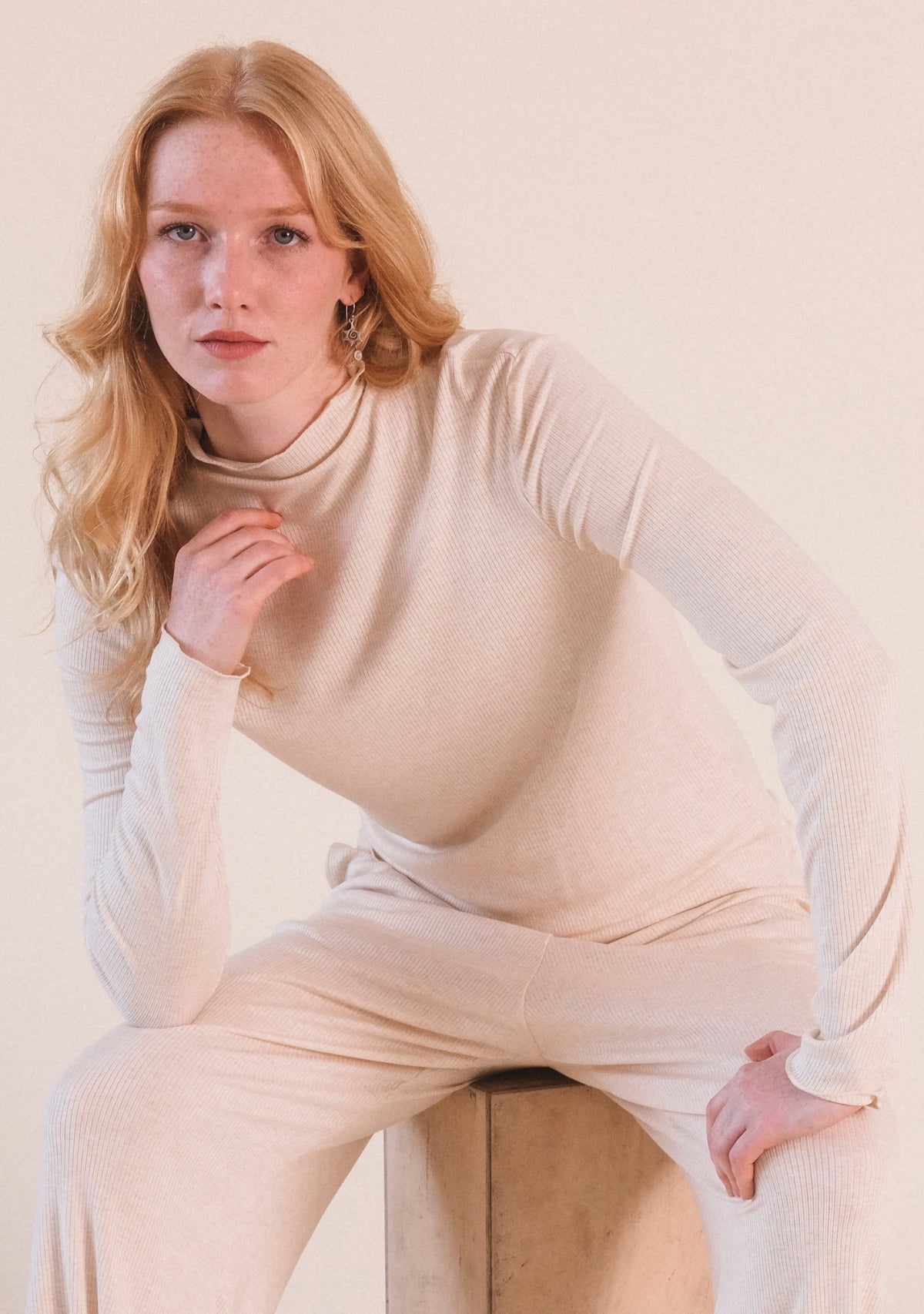 Cream color Modal Ribbed Turtleneck for women sizes XS-3X size inclusive turtleneck / extended sizing women's turtleneck color green