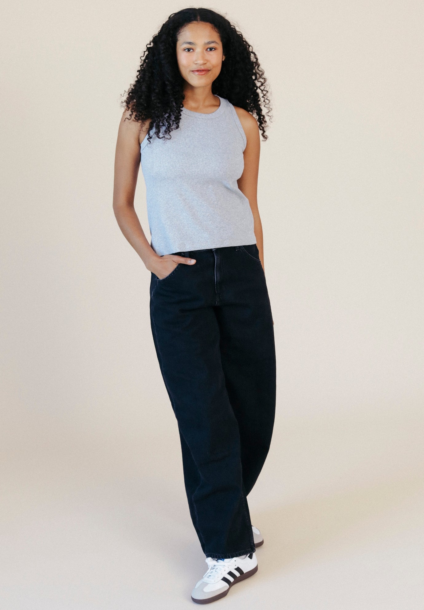 Charlie Ribbed Organic Cotton Tank - Heather Gray