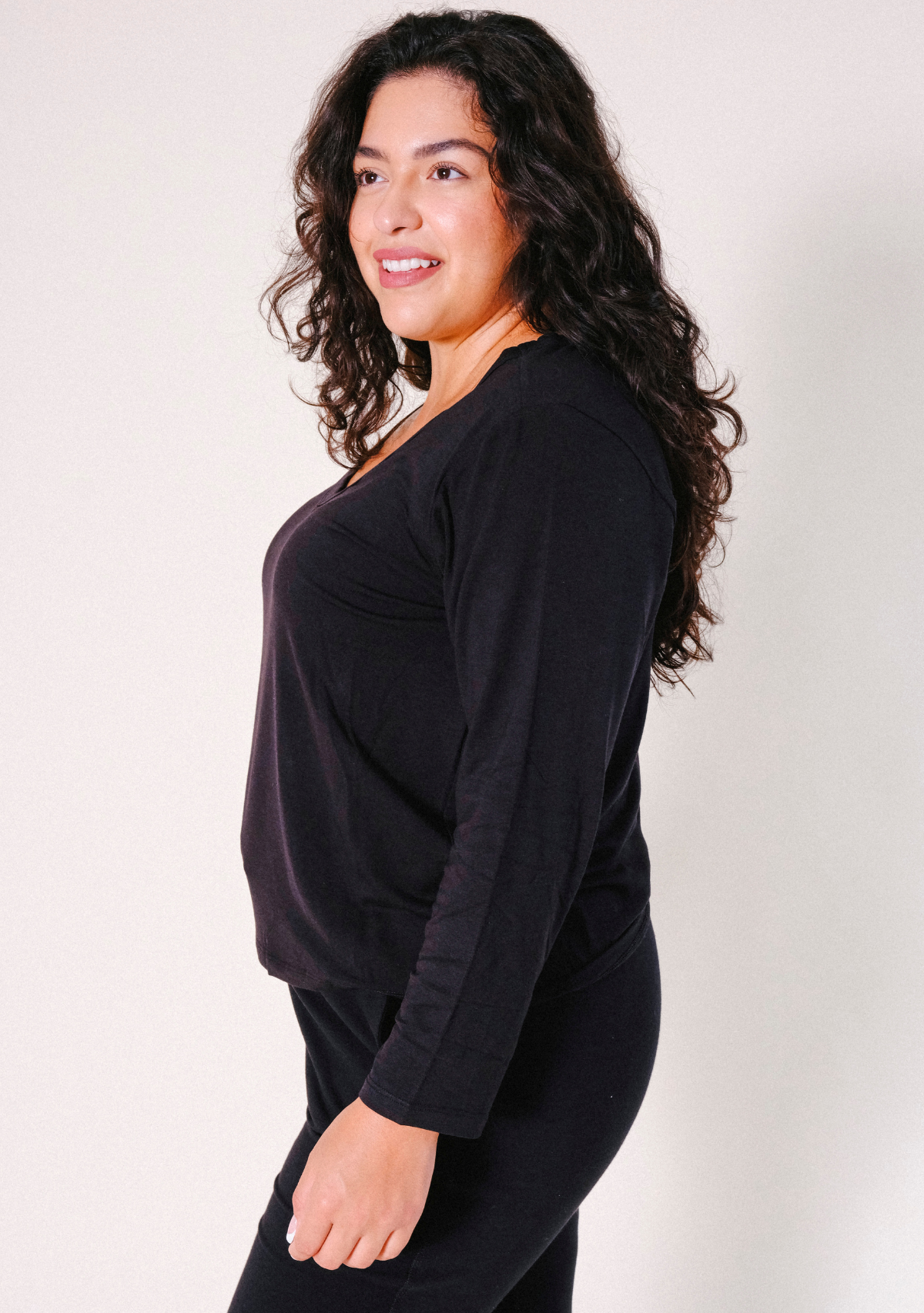 Women's Bamboo jersey Pajama Top black sizes X-3X