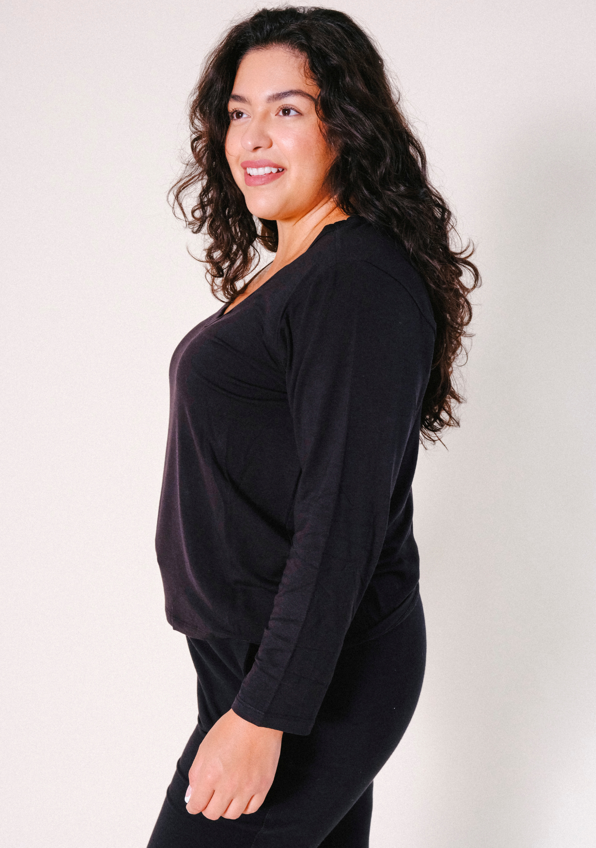 Women's Bamboo jersey Pajama Top black sizes X-3X 