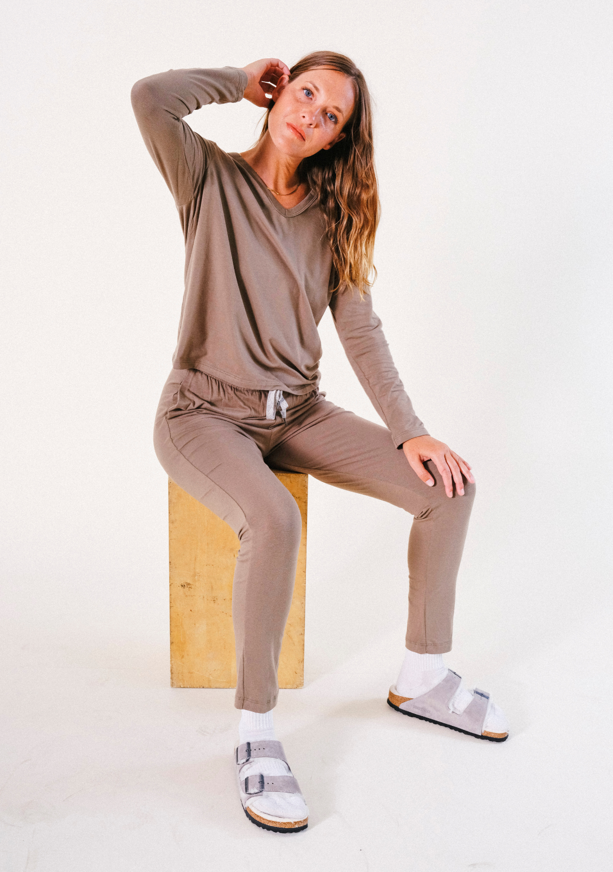 Women's Bamboo Jersey Pajama Pant Tapered color Olive Sizes XS-3X