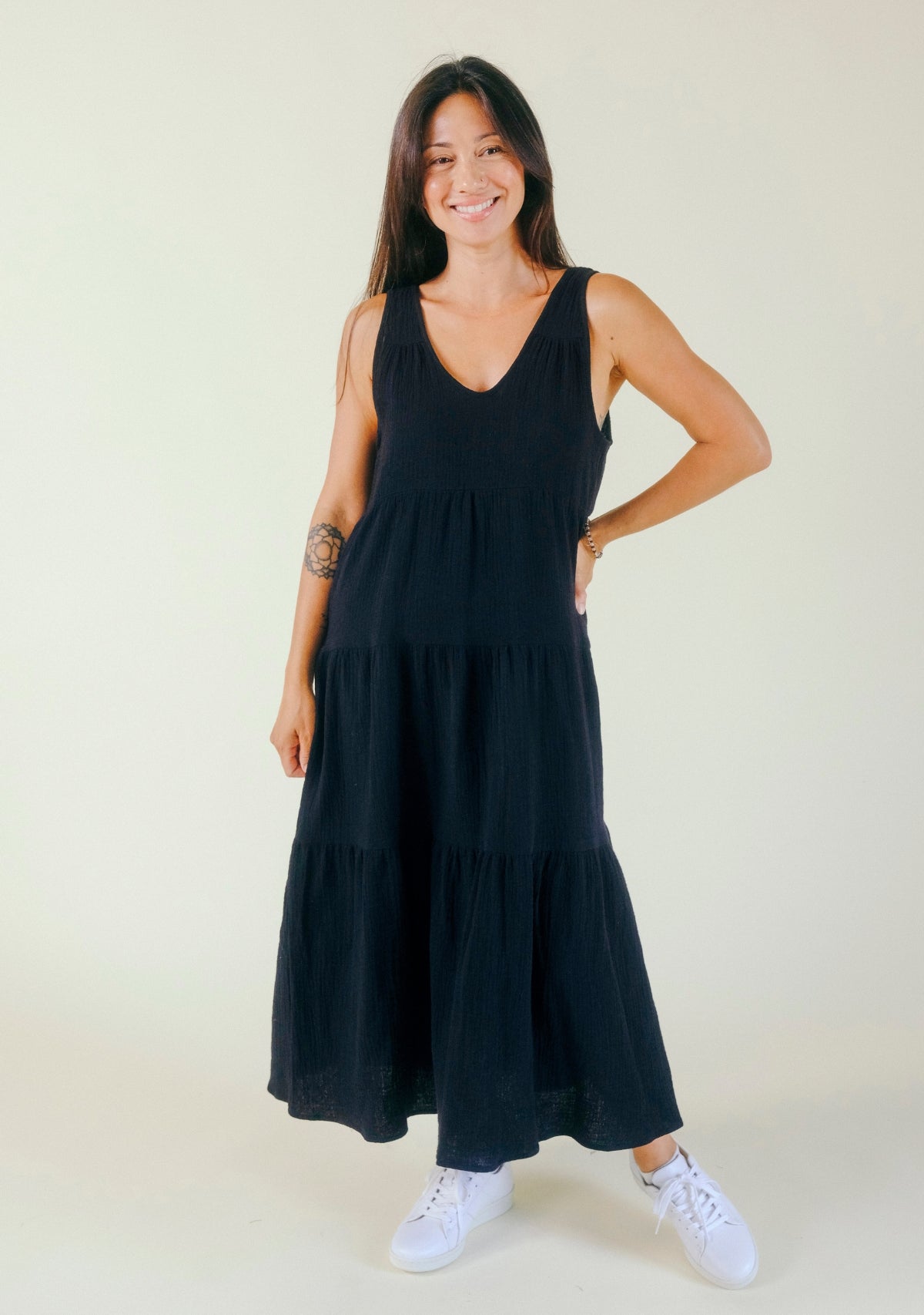 POPLINEN Teresa Tiered Tank Dress - Black POPLINEN Teresa Tiered Tank Dress - Black