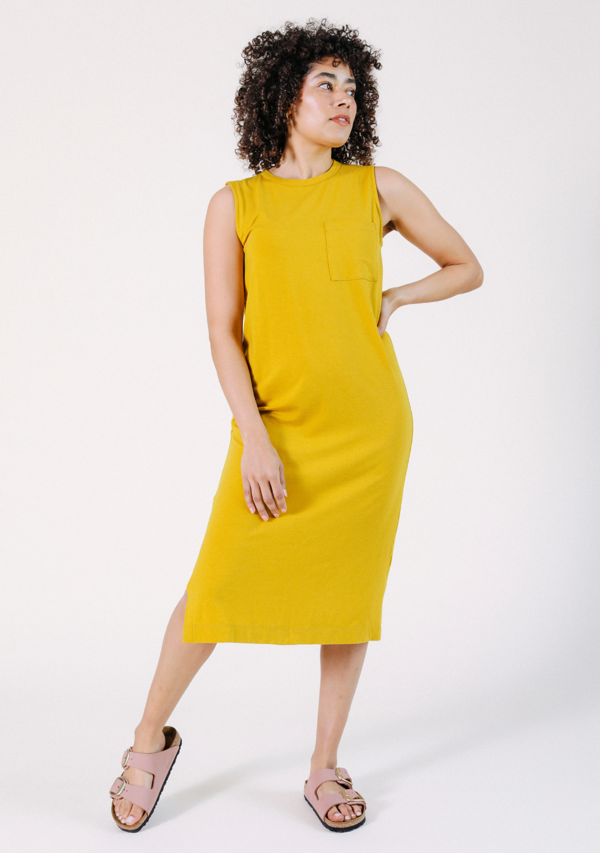 Tank Dress made from TENCEL™ and Organic Cotton Jersey sizes XS-3X color golden yellow