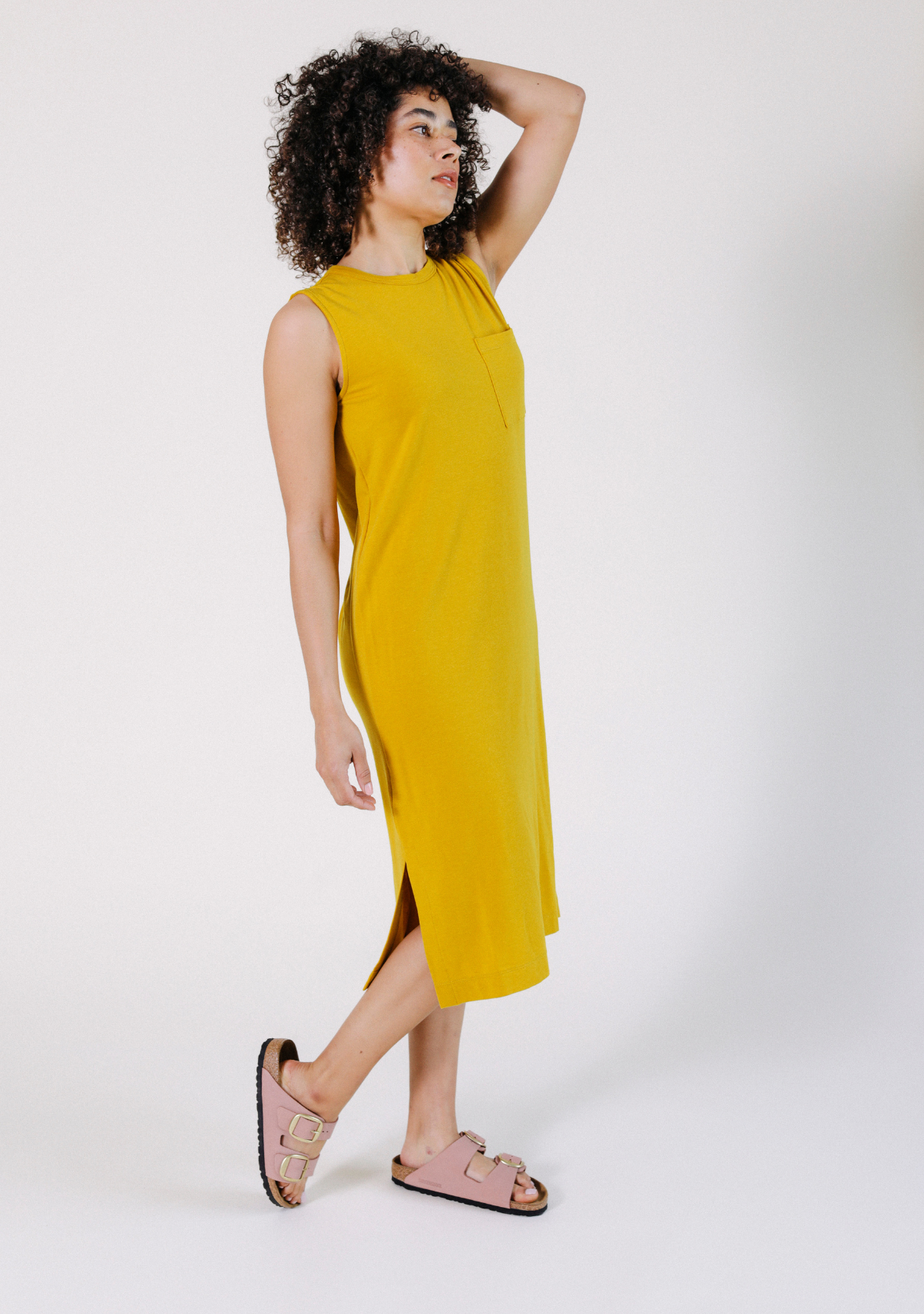 Tank Dress made from TENCEL™ and Organic Cotton Jersey sizes XS-3X color golden yellow