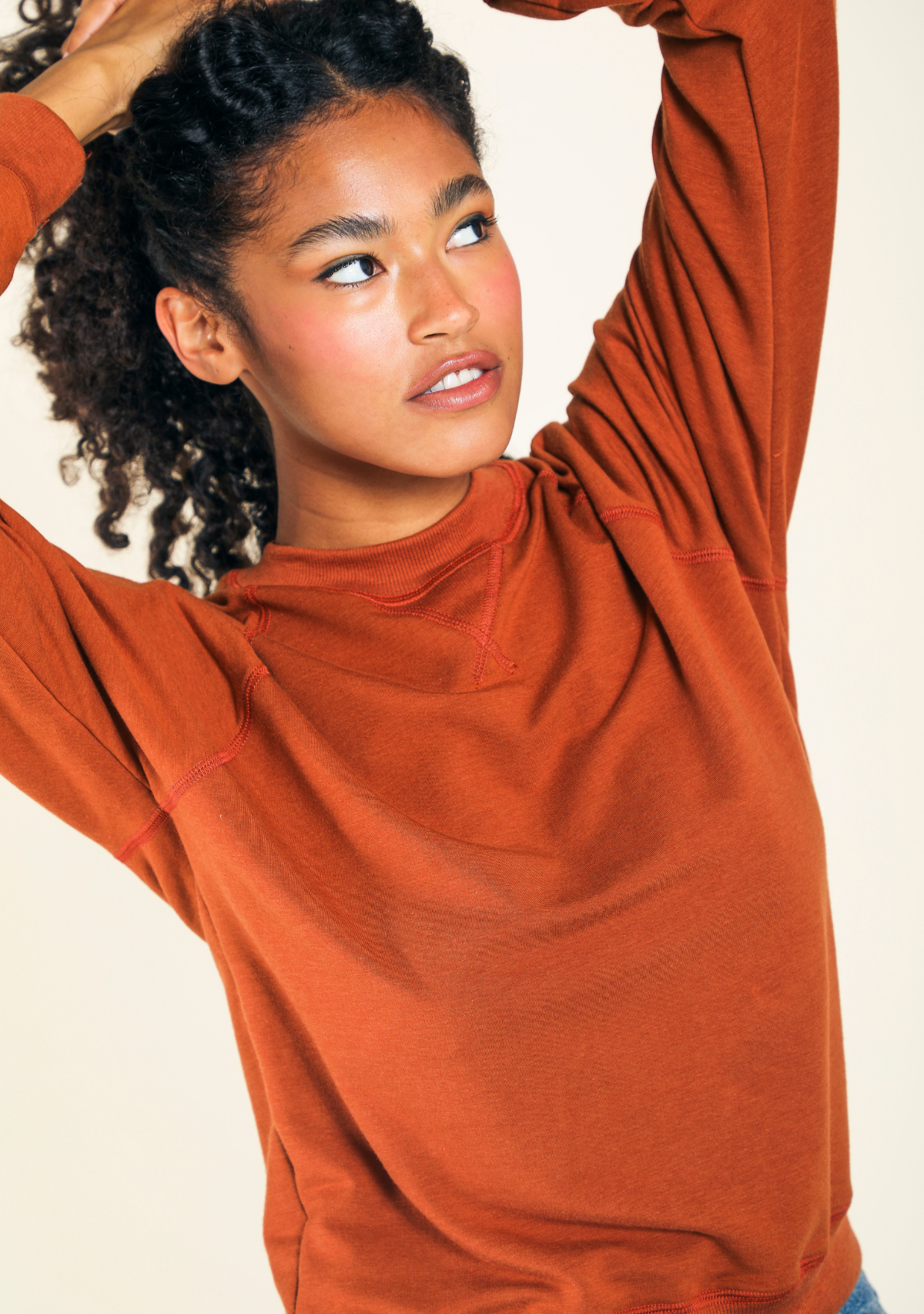 Agnes Raglan Organic Cotton Tencel Sweatshirt Rust
