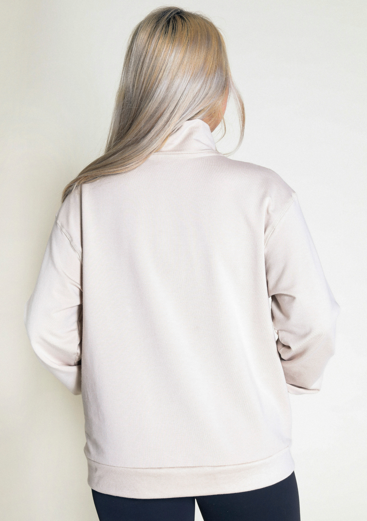 Frances Zip Collar Sweatshirt - Beige