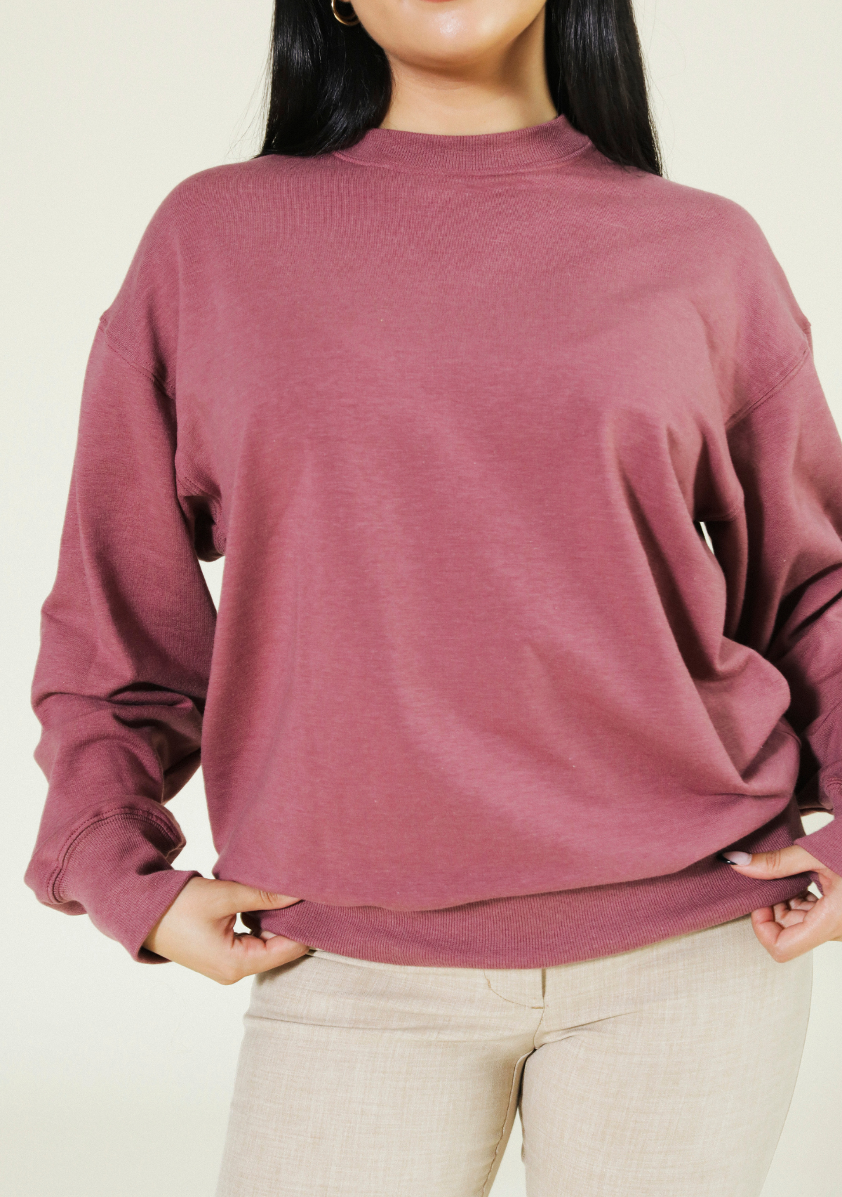 Our Gabbie Oversized Crew Sweatshirt is made from a premium blend of Organic Cotton and Tencel™ Fleece. Sizes XS-3X Sustainable Sweatshirt