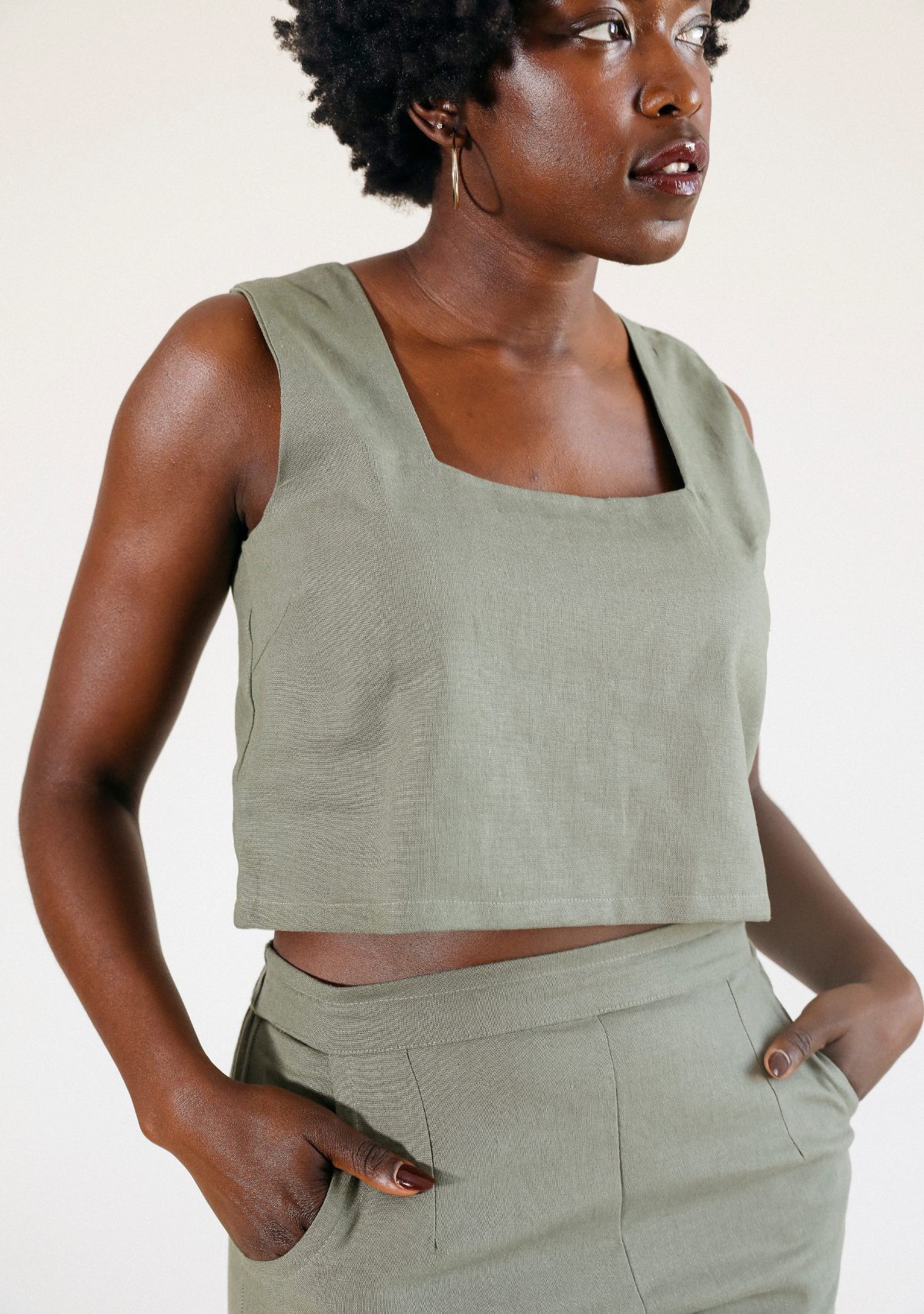 Linen Crop Top Sizes XS-3X Size Inclusive