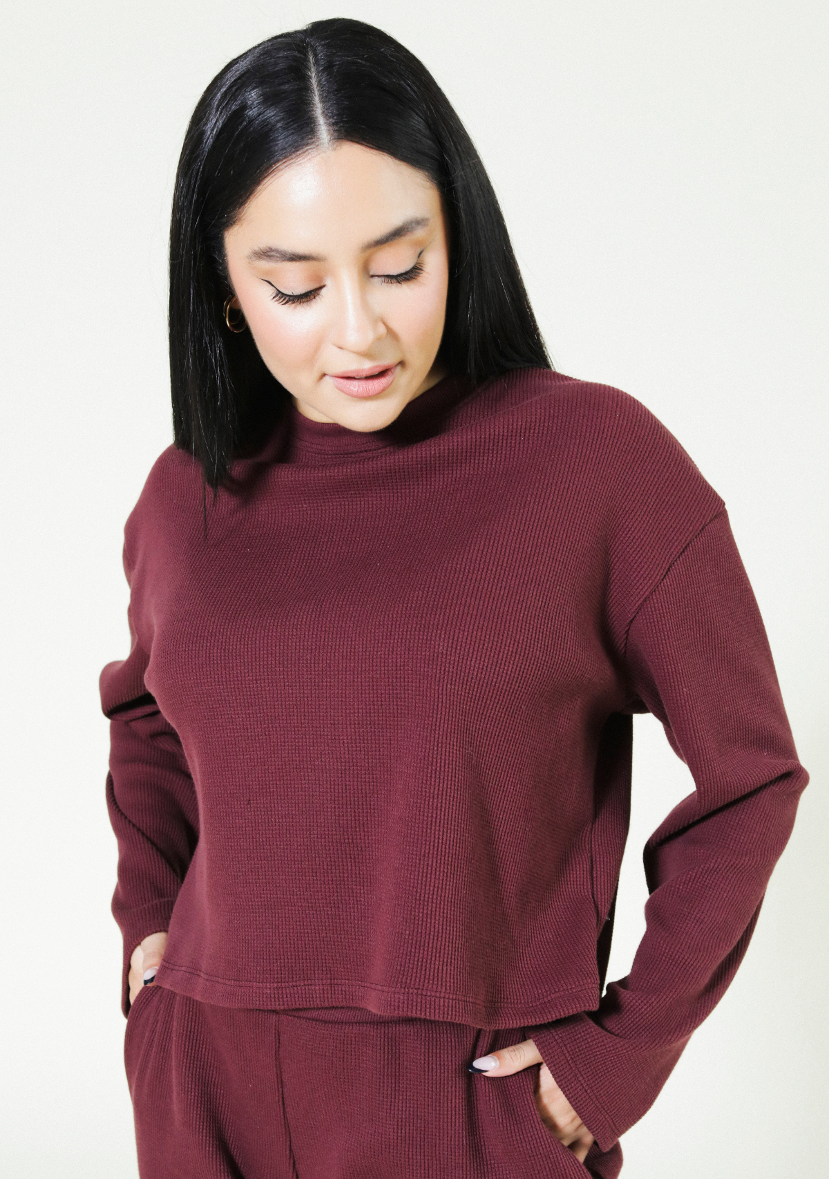 Marcela Organic Cotton Waffle Top - Port