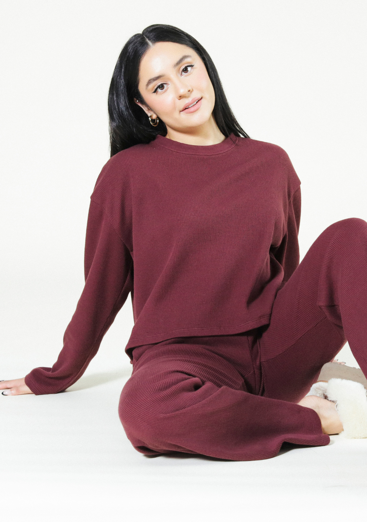 Marcela Organic Cotton Waffle Top - Port