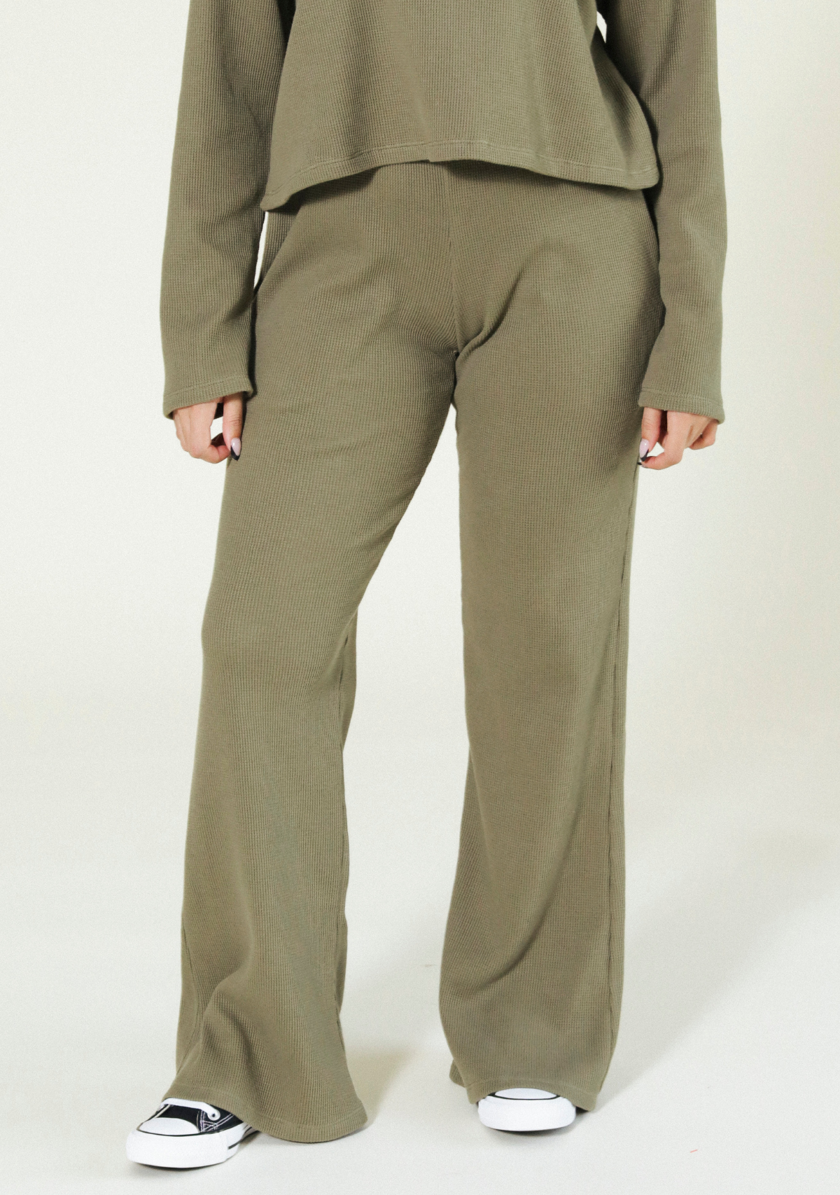 Marcela Organic Cotton Waffle Pant - Olive