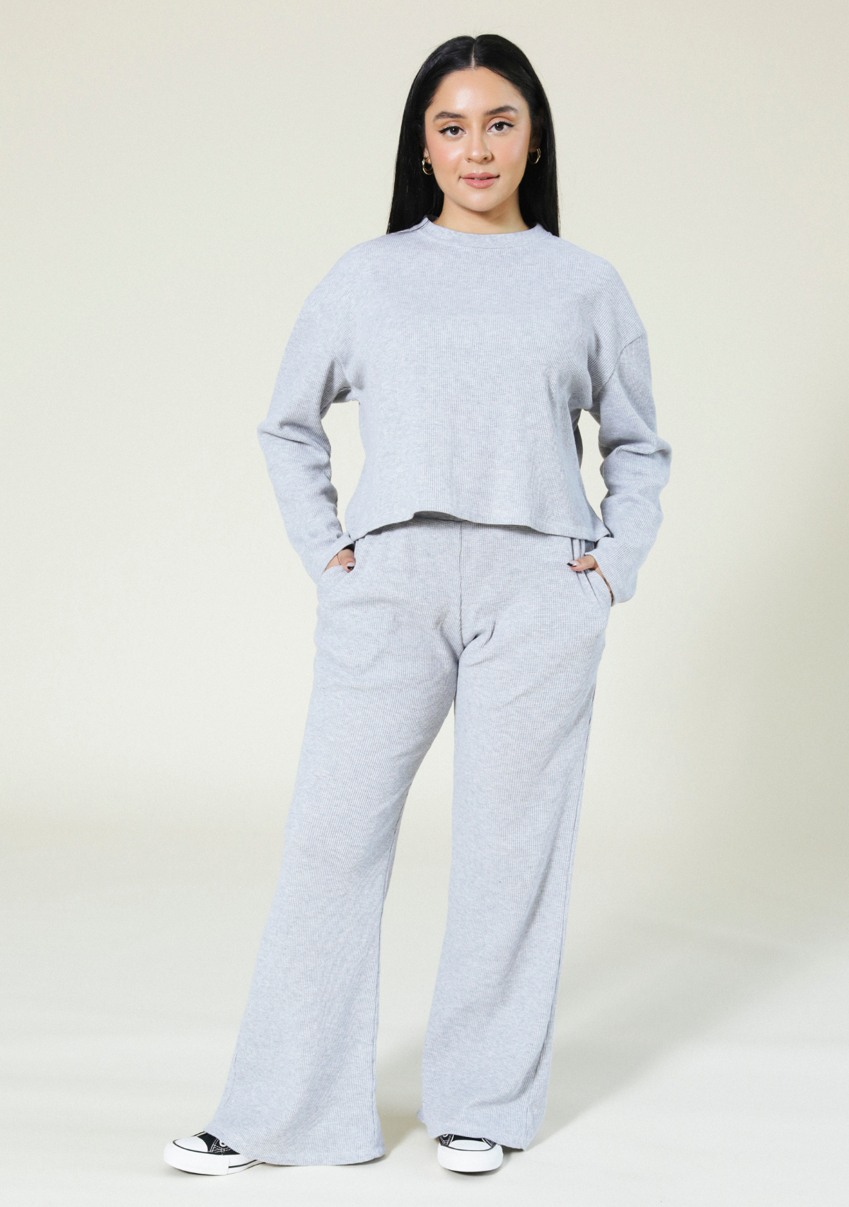 Poplinen Marcela Organic Cotton Waffle Pant Heather Gray Sizes XS-3X