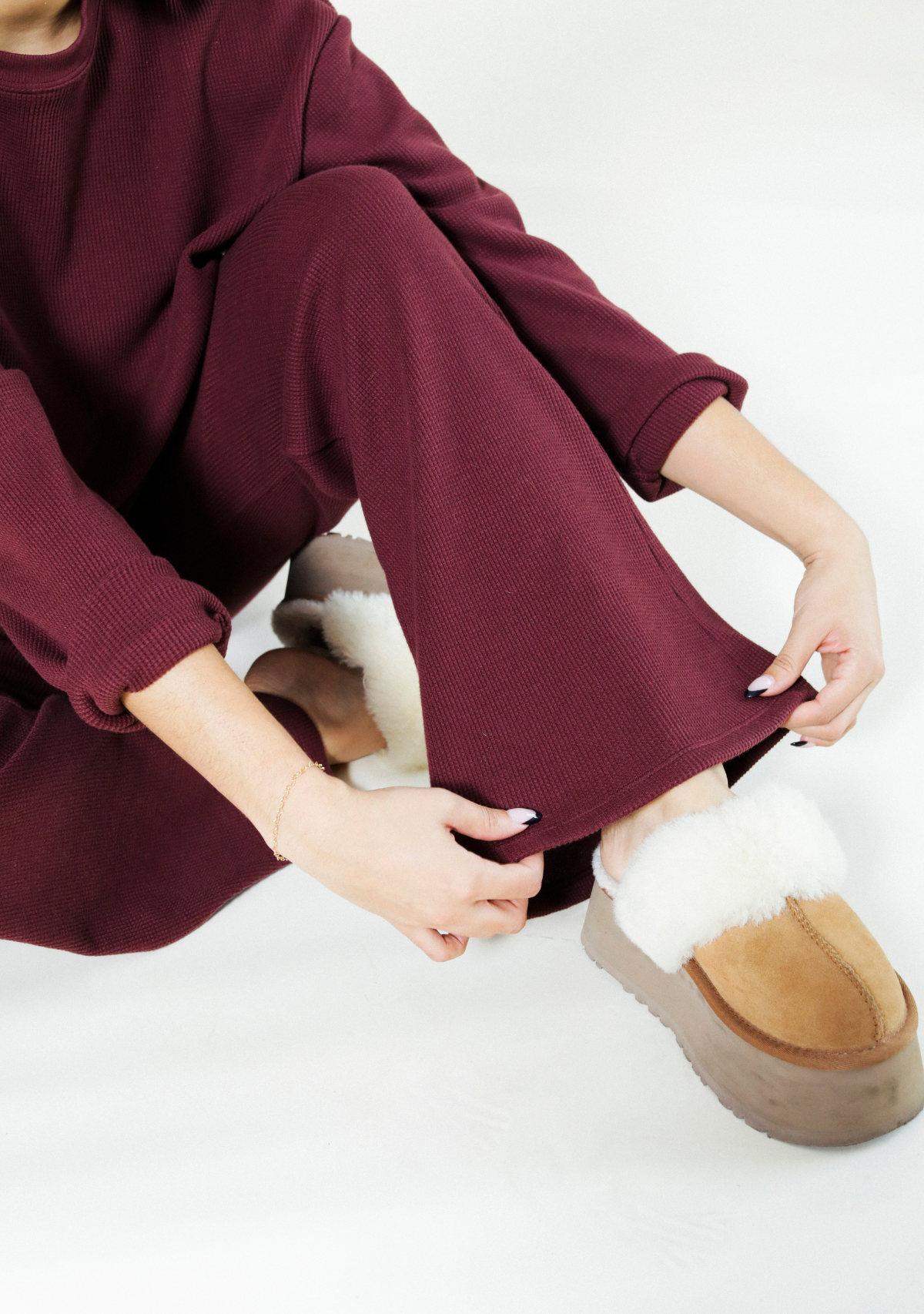 Marcela Organic Cotton Waffle Pant - Port Sizes XS-3X