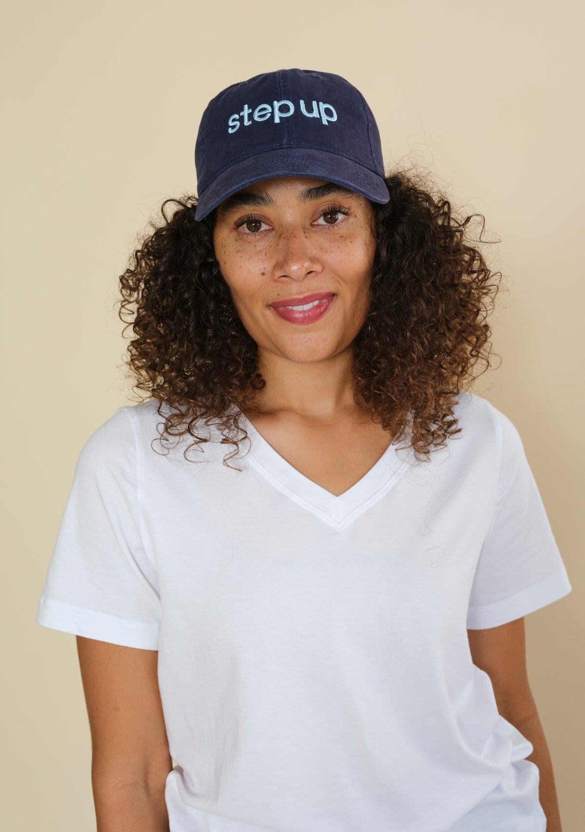 step up navy baseball cap, women's dad hat, unstructured baseball cap