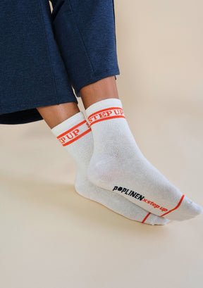 Step Up Stripe Socks - Cream + Orange
