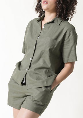 Women's Linen Shirt Olive Color sizes XS-3X