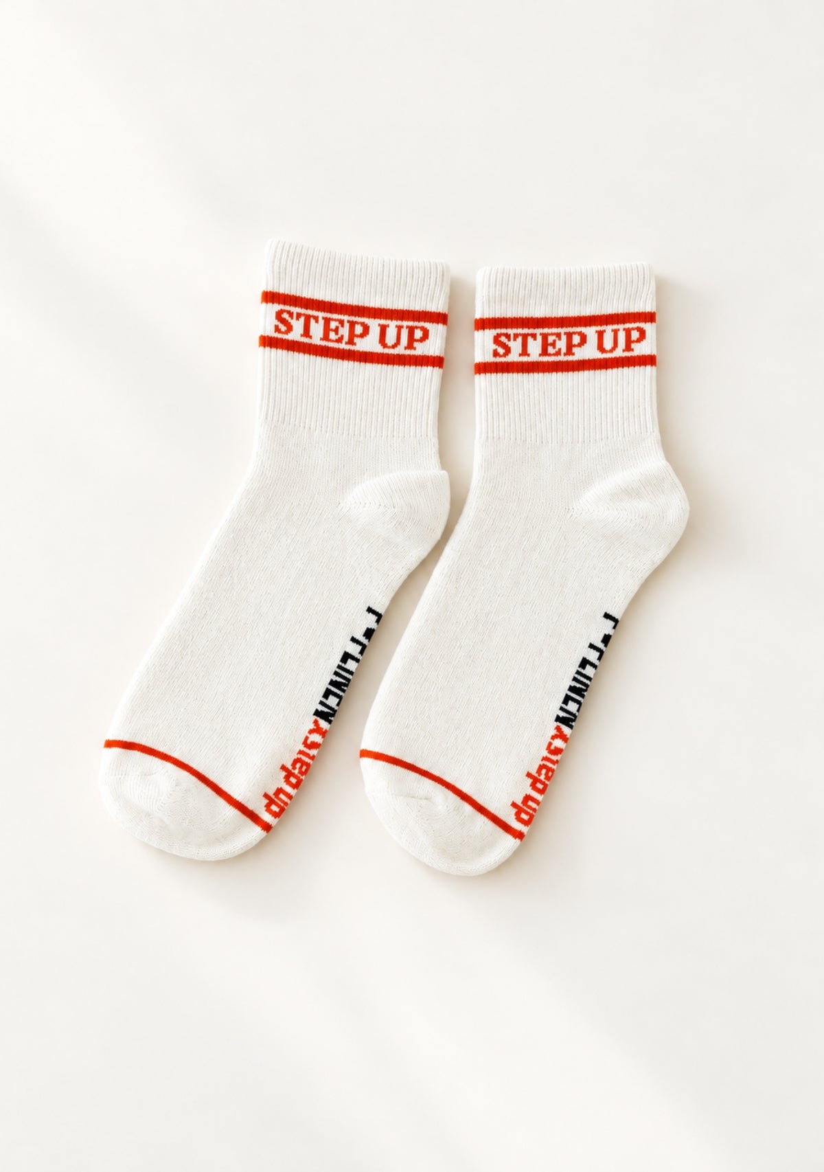 Step Up Stripe Socks - Cream + Orange