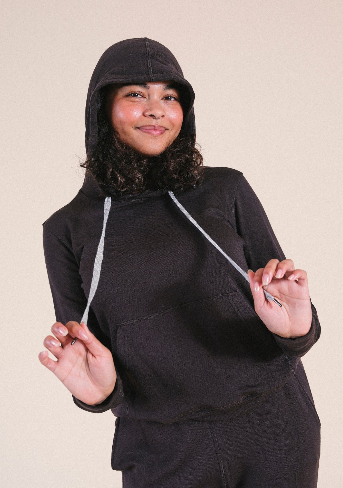 Soft and cozy Dark Brown Women's Hoodie with drawstrings sizes XS-3X made in America