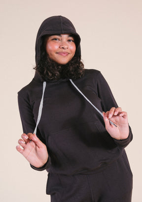 Soft and cozy Dark Brown Women's Hoodie with drawstrings sizes XS-3X made in America