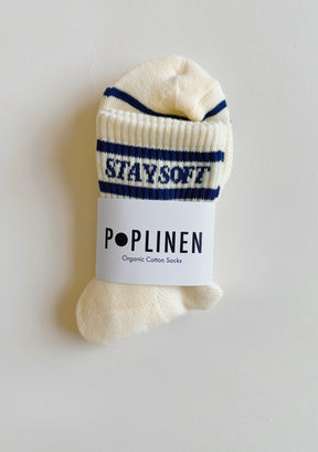 Stay Soft Stripe Socks - Navy + Cream