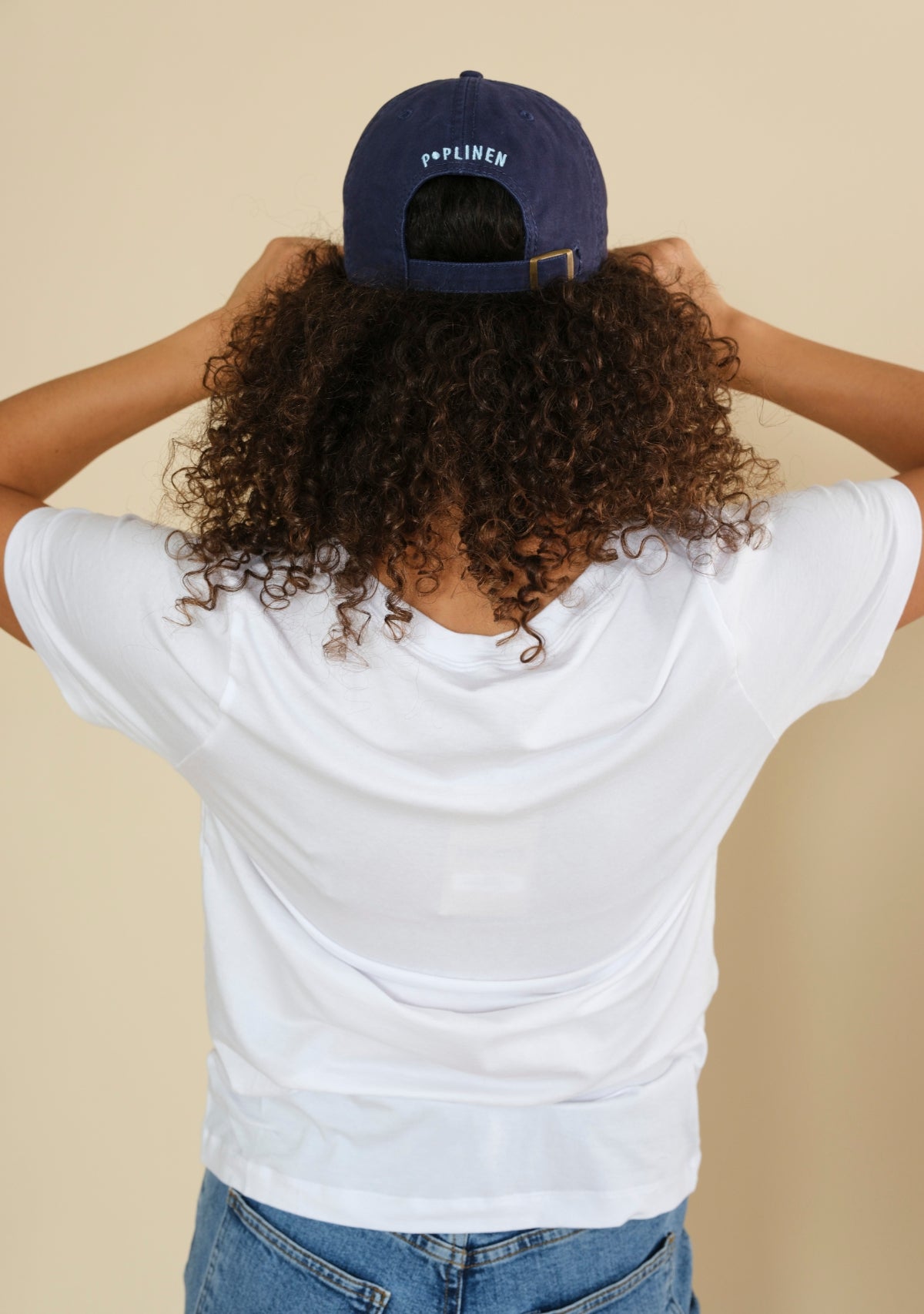 adjustable, brass snap button navy baseball cap women