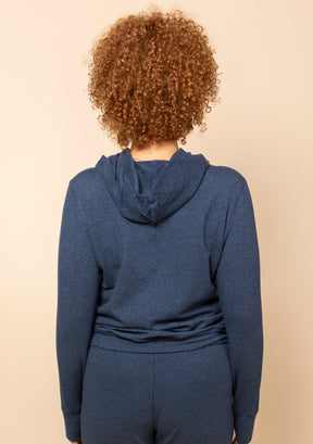 Women's Navy Hoodie Sweatshirt extra soft, size inclusive, made in America.