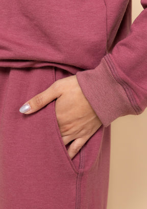 Burnt Rose Cozy Cuffed Joggers for women sizes XS-3X made in America from organic cotton french terry and tencel. 