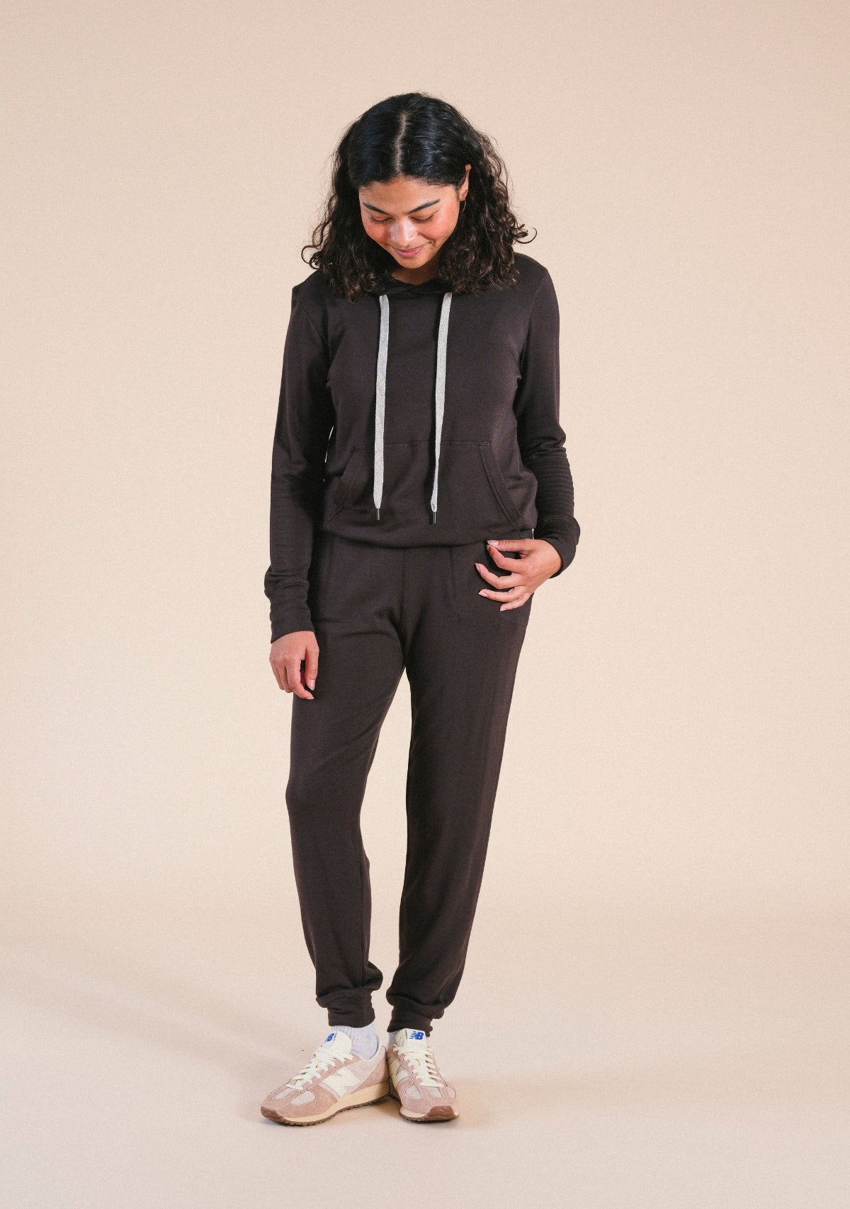 Soft and cozy Dark Brown Women's Hoodie with drawstrings sizes XS-3X made in America