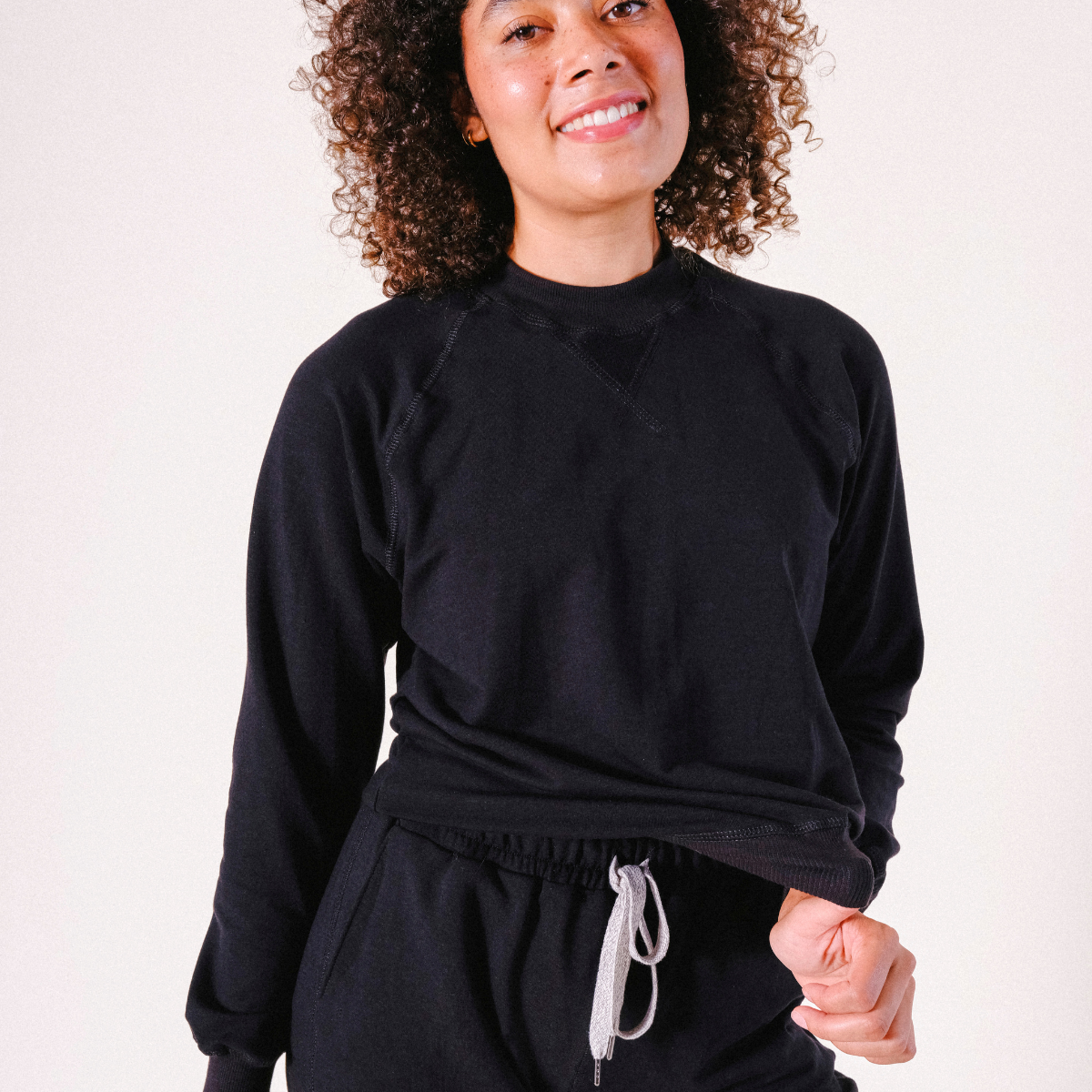 Agnes Raglan Organic Cotton + Tencel™ Sweatshirt - Black