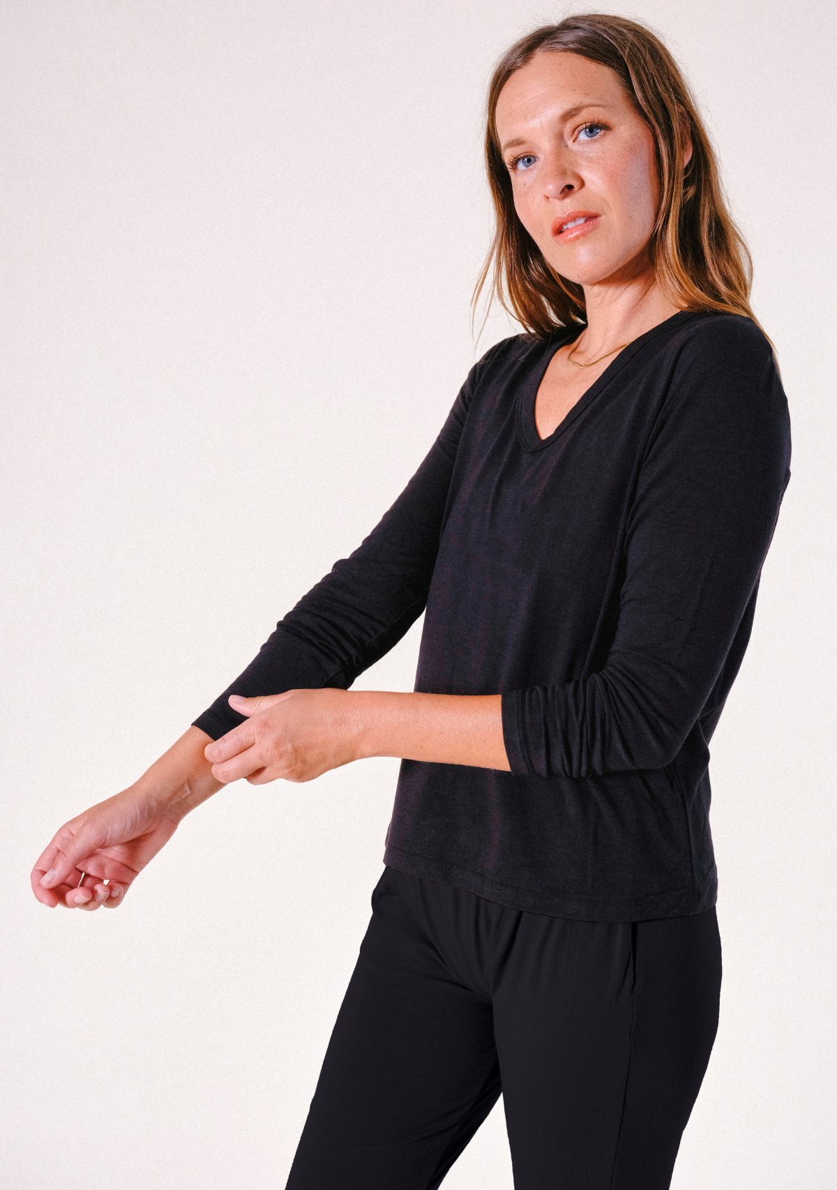 Women's Bamboo jersey Pajama Top black sizes X-3X 