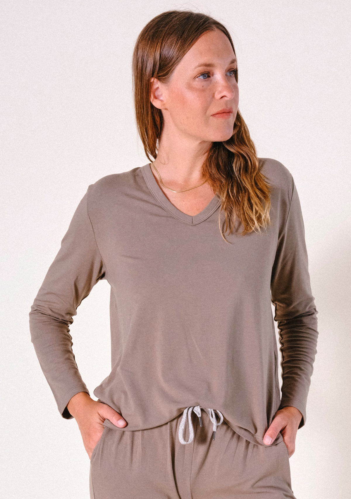 Women's Bamboo Jersey Pajama Shirt color Olive XS-3X