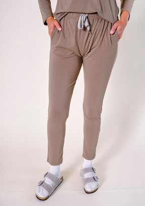 Women's Bamboo Jersey Pajama Pant Tapered color Olive Sizes XS-3X