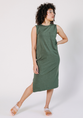 POPLINEN Sophie Tank Jersey Dress - Moss Small POPLINEN Sophie Tank Jersey Dress - Moss Small
