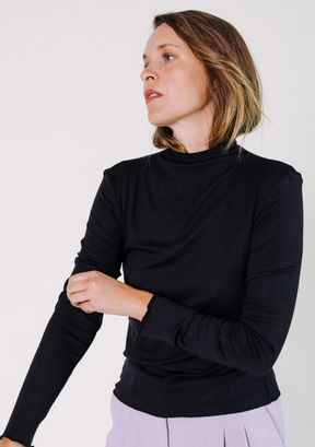 Ribbed Black Turtleneck Modal Fabric Sizes XS-3X