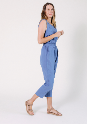 Women's Tank Jumpsuit made from 100% Organic Cotton Gauze Golden Yellow Sizes XS-3X