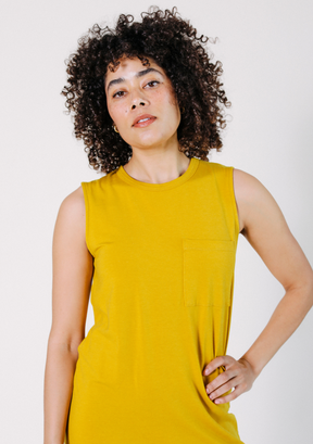 Tank Dress made from TENCEL™ and Organic Cotton Jersey sizes XS-3X color golden yellow