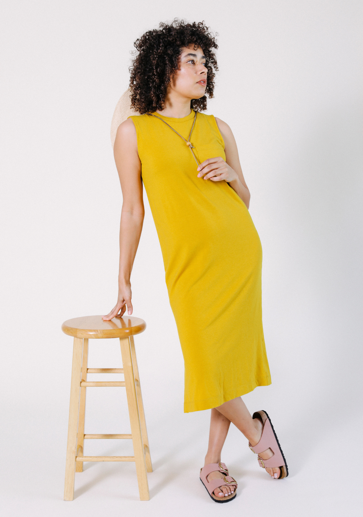 Tank Dress made from TENCEL™ and Organic Cotton Jersey sizes XS-3X color golden yellow